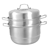 BIUDECO Dreischichtiger Dampfgarer aus Edelstahl 28cm mit Hitzebeständigem Griff...