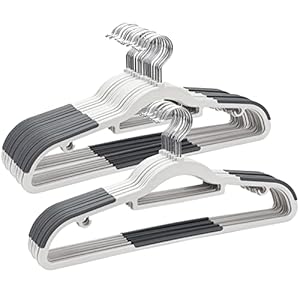 ELONG HOME Plastic Hangers 30 Pack, Non Slip Slim Clothes Hangers, Heavy Duty Thin Plastic Hangers, 17.1″ Coat Hangers for Hanging Women/Men Clothes