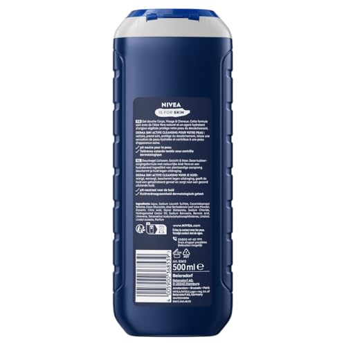 NIVEA MEN Protect & Care 3-in-1 Shower Gel for Body, Face and Hair with Aloe, Daily Cleansing Formula with Fresh Masculine Fragrance, Dermatologically Tested Shower Gel,16.9 fl oz/500 ml Bottle image 5