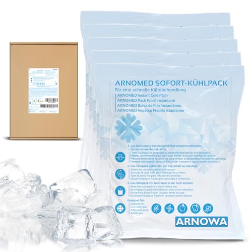 20x ARNOMED® Compresas refrigerantes desechables 15x17cm, compresas frías para doblar, paquetes de frío instantáneo para hinchazones y lesiones, para deporte y primeros auxilios
