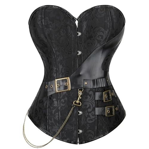 Bustier pirate en cuir femme corset steampunk grande taille QXDZSW
