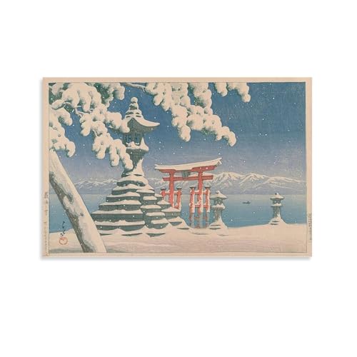 川瀬巴水 日本の浮世絵画家、版画ポスター (132) パネル キャンバス 壁アート ホームアートワーク すぐに掛けられます08x12inch(20x30cm)