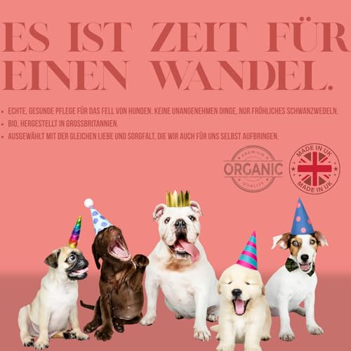 Tails of Glory Organisch & Natürliches Hundeshampoo Hanföl, Aloe Vera, Hafer, Juckreiz, Geruch, Sensitiv, Langhaar, Vegan, Ohne Sulfate