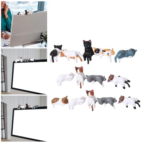 Image of Craft Figurine Computer Monitor Decors Office TV Monitor Small Cat Statue Style A| Decorative Figurine | Home Decor Idol | Showpiece