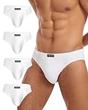 FORVEVO Men's Underwear Briefs, Cotton Mens Briefs, Breathable Stretch Waistband Soft No Labels Brief Slips Underwear with Pockets 4 Pack (White, L)