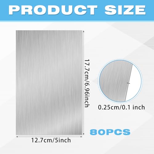 Image of Therwen 80 Pcs Aluminum Flashing Roof Sheet 5 x 7 Inch, Silver