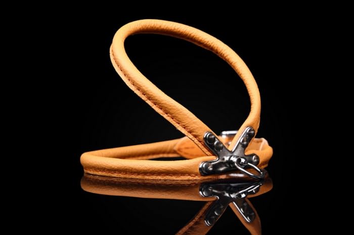 Real SOFT ROLLED LEATHER DOG PUPPY HARNESS Handmade (TOFFEE, EXTRA SMALL girth size min 12" to max 13.5")