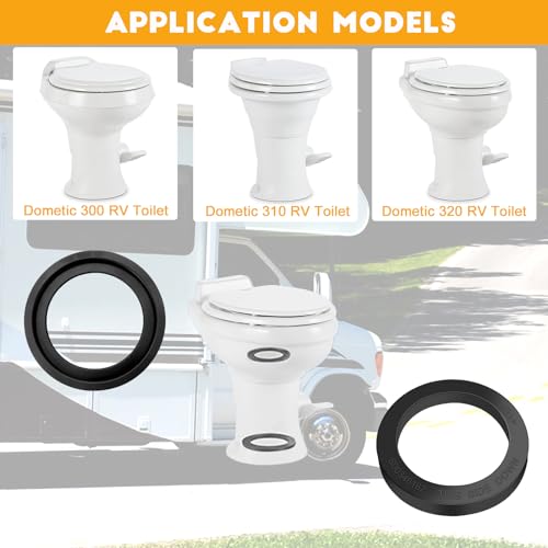 Image of altivox RV Toilet Seal and Socket RV Toilet Flange Kit Compatible with Dometic 300 /310 /320 RV Toilets Replaces 385345892 Flange and 385311658 Flush Seal and 385311652 RV Toilet Seal (3 in 1)