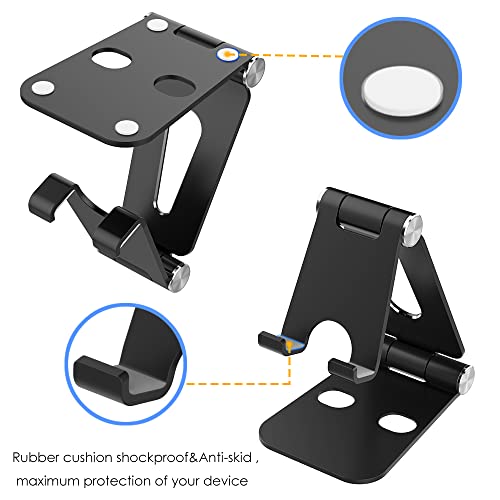 Simpeak Mobiele telefoonhouder, opvouwbare mobiele telefoonstandaard, aluminium telefoonstandaard voor bureau, verstelbaar, compatibel met iPhone, Samsung, Huawei Xiaomi, houder voor mobiele telefoons - Afbeelding 7