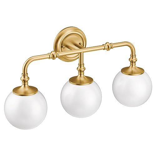 Moen YB0563BG Colinet 3-Light Dual-Mount Bath Bathroom Vanity Fixture with Frosted Glass, Brushed Gold