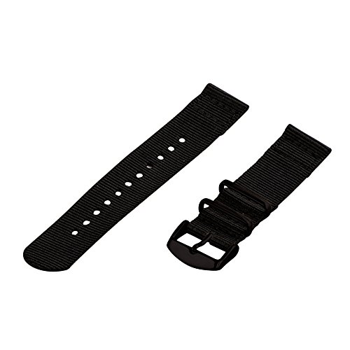 Clockwork Synergy - 22mm 2 Piece Classic NATO PVD Nylon Black Replacement Watch Strap Band