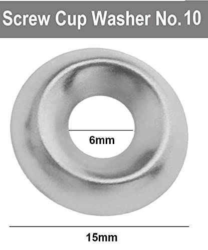 TERF® 100 Pcs Nickel Plated Screw Cup Washer Size No. 10 Countersunk Screw Surface Finishing Cup Washers Gauge Size No. 10g - Image 3