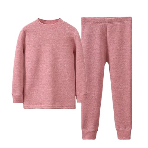 Kids 2pc Lined 𝐏ajamas Sets Plain Soft Long Sleeve Thick Shirt Pants 𝐏𝐉 Boys Girls Fall Winter L𝐨ungewear Sl𝐞epwear