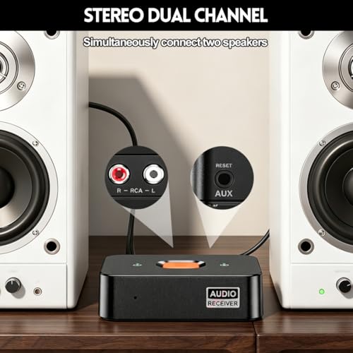 Umllpet Adapter audio Bluetooth 6.0, 3,5 mm AUX Bluetooth do systemu stereo, głośnika, odbiornika AV, projektora, telefonu komórkowego i tabletu
