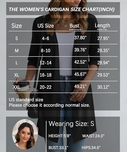 Image of YSYOKOW Lightweight Cardigans for Women 3 /4 Sleeve Long Open Front | Cardigan sweaters for women lightweight, summer cardigans for women lightweight, long cardigans for women trendy, dressy