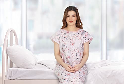Ny Threads Hospital Gown, Soft And Stylish Patient Gown (Small-Medium, White Rose - Pink) #TOP5