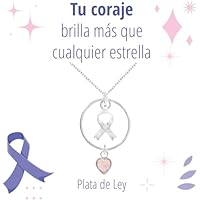 Collar con lazo lucha contra el Cáncer y corazón de cristal rosa