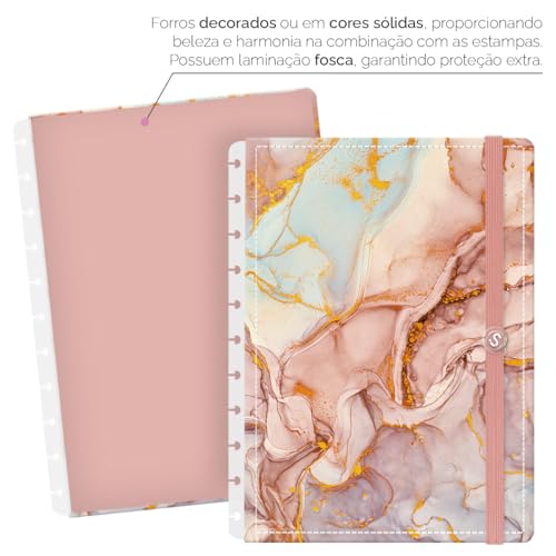 Capa e Contracapa Iscool Disc Para Caderno G Mármore Rosê