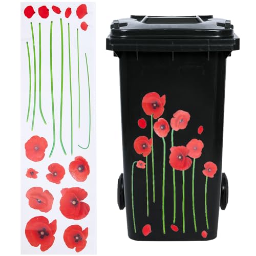 GORGECRAFT 70x20cm Autocollants Muraux Décoratifs en Forme de Fleur de Coquelicot Rouge...