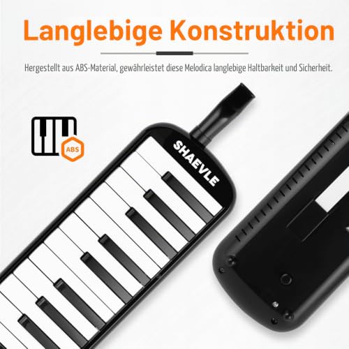 Shaevle Melodica mit 32 Tasten Luft-Piano-Tastatur mit Tragetasche Mundstücke Schläuche, Melodica-Instrument Geschenk Kinder Anfänger