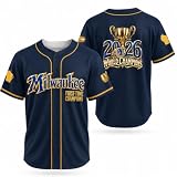 Milwaukee 2026 World Champions Baseball Jersey Game Day Gifts for Fans | Baseball Shirts for Men Women Dad Husband Son Brother Game Day Watch Party Ballpark Fan Wear Birthday Holiday Sports Gifts