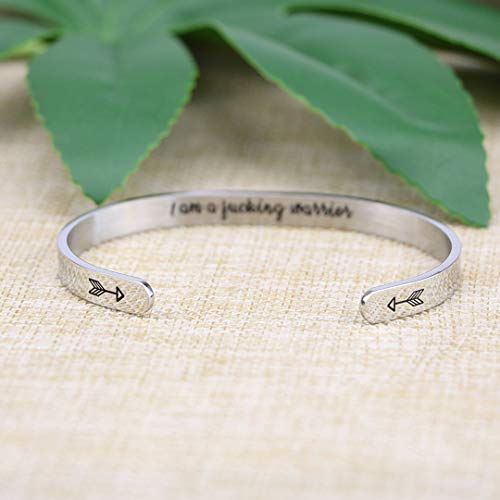 JoycuFF Bangle Bracelets for Women Birthday Gifts for Her Silver Cuff Bangle Personalized Mantra Inspirational Daily Reminder