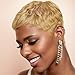 Amecire Brazilian Human Hair Pixie Cut Wig for Women Honey Blonde 180% Density Straight Short Wig with Bangs Non Lace Front Rose Net Cap for Party Cosplay Daily Use