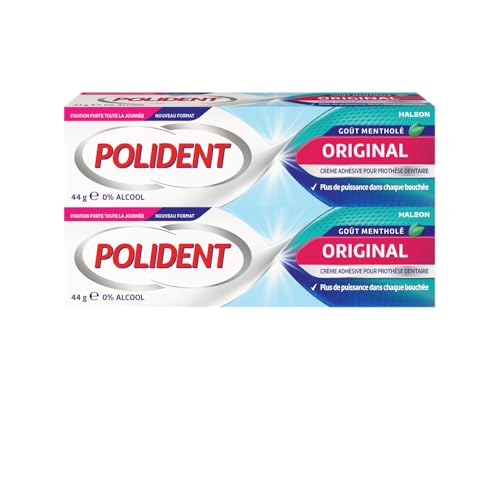 Polident Original, Crème Fixative pour Prothèses Dentaires Partielles ou Complètes, sans Goût Lot de 2 x 44 g
