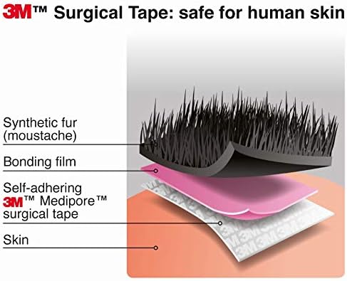 Mustaches Self Adhesive, Novelty, Inmate Fake Beard, False Facial Hair, Costume Accessory for Adults, Black Lustrous Color