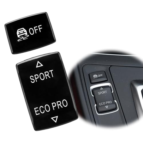 Car Gear Panel Control Switch Replace Sport ECOPRO Off Button Cover for BMW 1 2 3 4 Series F20 F21 F22 F23 F30 F31 F34 F35 F32 (Black-2 Buttons)