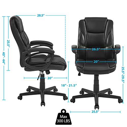 Yaheetech Office Chair High Back Wide Seat Executive Chair Adjustable Desk Chair, Pu Leather Managerial Swivel Chair W/Padded Armrest, Big And Tall #TOP2