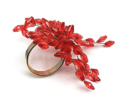 Itos365 Christmas Napkin Rings Set Of 6 For Dining Table Decoration Parties Everyday Metal Napkin Holder Leaf Red (Pack Of 6) #TOP2