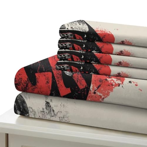 Parure de lit rock guitare 3D microfbre housse de couette 140x200