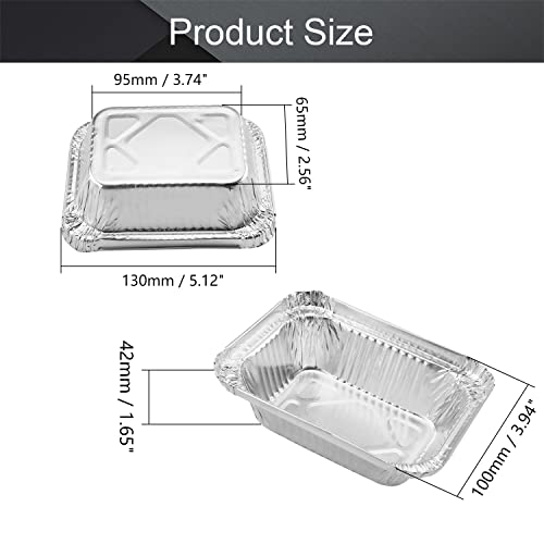 Image of Othmro 5 inchx4 inchx1.7 inch Aluminum Foil Pans,Disposable Takeout Pans, 50pcs Aluminum Foil Food Containers Rectangle Pans 220ml for Cooking, Baking, Heating, Storing, Food Prepping