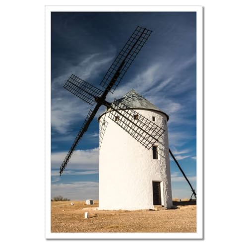 Poster Moulin blanc sous cadre noir 40x60 cm déco prête à poser