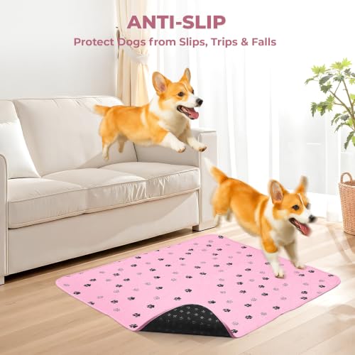 Image of Fostanfly Washable Pee Pads for Dogs, 2 Pack 63 inchx63 inch Training Pads, Pink | Machine Washable & Reusable pee pads, Strong Absorbency, Leak-Proof & Waterproof, Non-Slip, Playpen, Dog Whelping, Crate