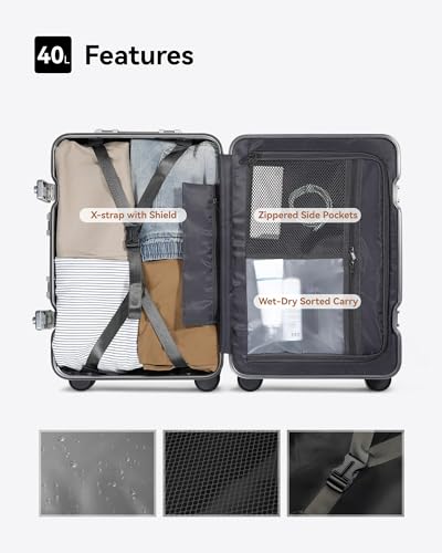LUGGEX All Aluminum Carry On Luggage with Wheels - Zipperless Hardshell Luggage with TSA Lock (Silver Suitcase,20 Inch)4