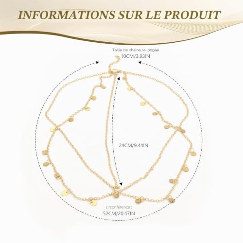 VelvetGlow Chaîne de tête à sequins dorés, Accessoire de cheveux pour festival et bal, Bandeau de mariée, Bandeaux de mode pour femmes et filles – vue 2
