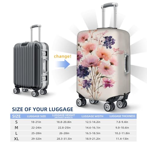 Watercolor Wild Flower Bouquet Elastic Travel Luggage Covers Dustproof Scratch-Resistant Suitcase Protector Fit 22-24 Inch4