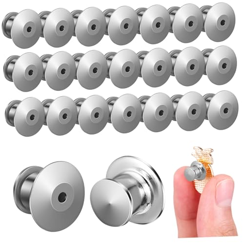 Tofficu 30pcs Silver Pin Holder Pin Backs for Crafts Secure Locking Backs Lapel