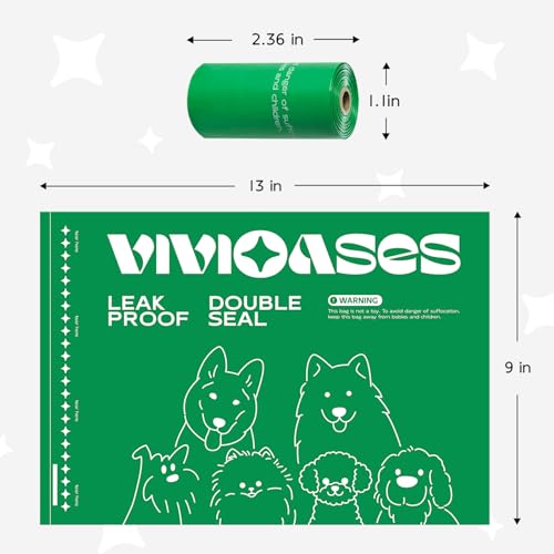 Vivioases HNTC004 240 Count Dog Poop Bags Rolls, 9 Inch X 13 Inch Dog Bags For Poop, 100% Leak Proof And Strong Sturdy Doggie Poop Bags, Pet Waste Bags thumb #1