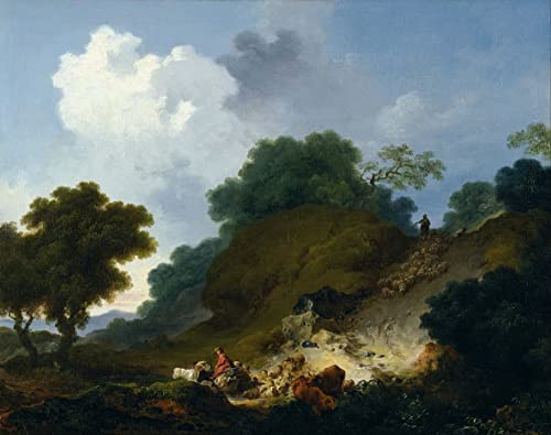 Peinture murale paysage bergers Fragonard affiche déco 60x90