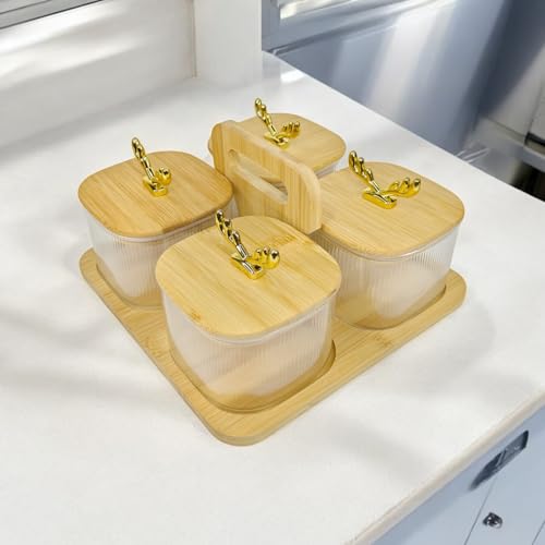 Inovique Enterprises Luxe Serveware Borosilicate Glass Fluted Snack Bowl Set with Airtight Golden Antler Lids & Stylish Wooden Tray | 500ML | Snack Serving Bowls for Home, Kitchen, Dining Table | M2 Inovique Enterprises Luxe Serveware Borosilicate Glass Fluted Snack Bowl Set with Airtight Golden Antler Lids & Stylish Wooden Tray | 500ML | Snack Serving Bowls for Home, Kitchen, Dining Table | M2