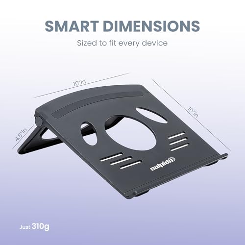 Image of SL-115 Foldable Laptop & Tablet Stand Multi-Size Compatible, Stable Base, Non-Slip Silicone Pads, Mini and Compact, ABS with Silicone Build (Black)