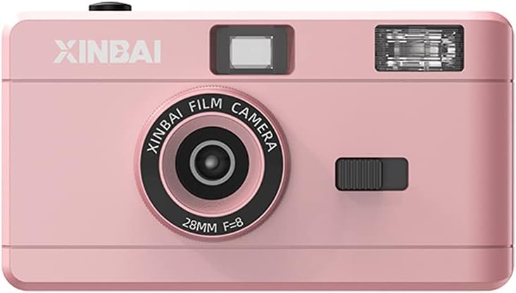 B25 35mm Film Camera with Flash, Reusable Vintage Film Cameras for Kids and Adults (Pink)