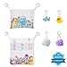 iHomeGarden Organizer per Giocattoli da Bagno - 2 Grandi Sacchi di stoccaggio e 10 robuste Ventose con Chiusura a Chiave - Vaschetta per Neonati da Bagno-Perfetto per Vasca da Bagno, Armadio, Culla