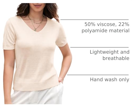 Image of DAIMIDY Women's Short Sleeve Sweaters Lightweight Summer Sweater Casual Knit Pullover Tops
