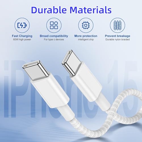 Image of LOFPYE 2-Pack Grey 10FT 60W USB C to USB C Cable, Type C Fast Charging Cable for iPhone Air 17 16e 16 15 Pro Plus Pro Max,for Galaxy S25 /S24, for iPad Pro /Air /mini, for MacBook Pro /Air and More