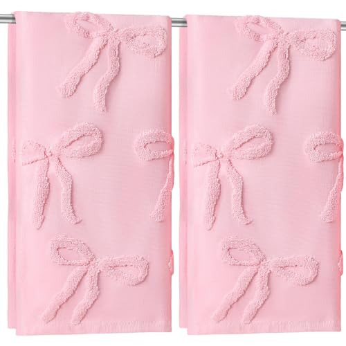 Dermalyx 2 Serviettes de Toilette Rose avec Boucle, 100 % Coton, Serviettes de Toilette absorbantes, tissées en Jacquard, décoratives, pour la Salle de...