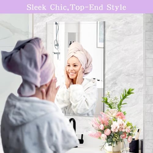 Doimusim B0DHRV62NG Frameless Mirror,Bathroom Vanity Mirrors For Over Sink,Rectangle Wall-Mounted Beveled Polished Edge Mirrors,Apply To Living Room,Bedroom,Right Angle Bathroom Entryway Mirror 16 Inch*24 Inch thumb #1